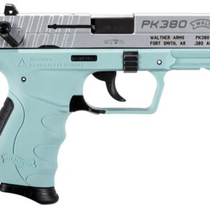 Walther PK380 380 ACP Centerfire Pistol with Angel Blue Frame and Nickel Slide